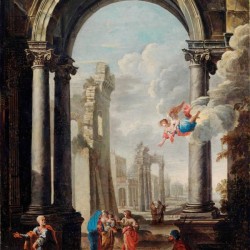 Architectural capriccio with the Holy Family